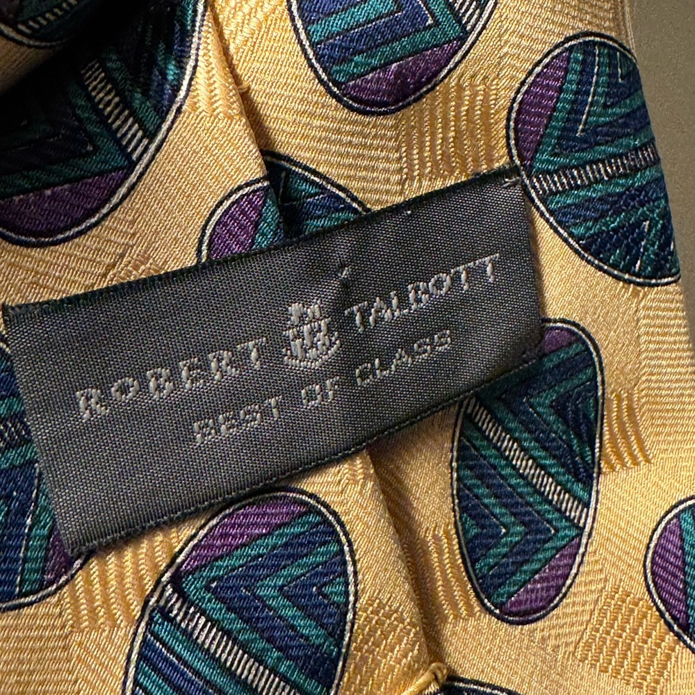 Nice High End Yellow Robert Talbott Best of Class Silk Neck Tie Italy MINTY - Picture 8 of 11